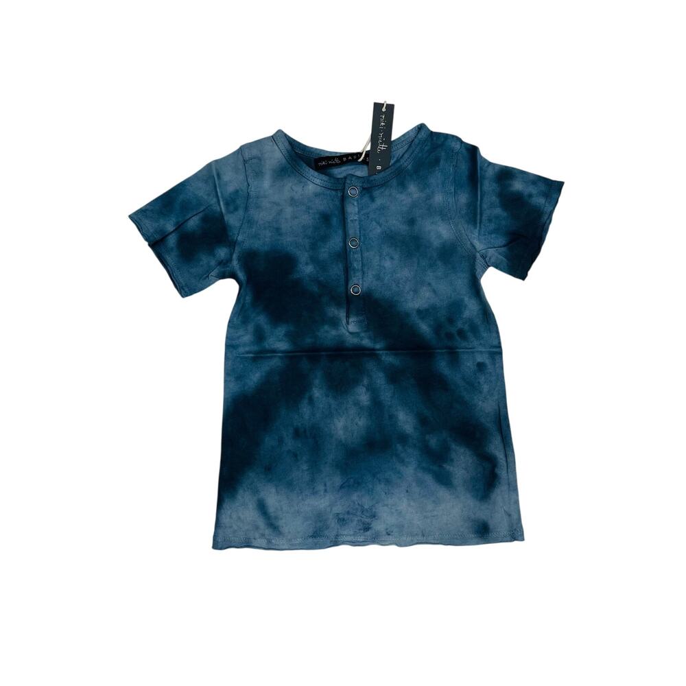 NWT Miki Miette Basics 12M Henley Tee in Midnight Tie Dye